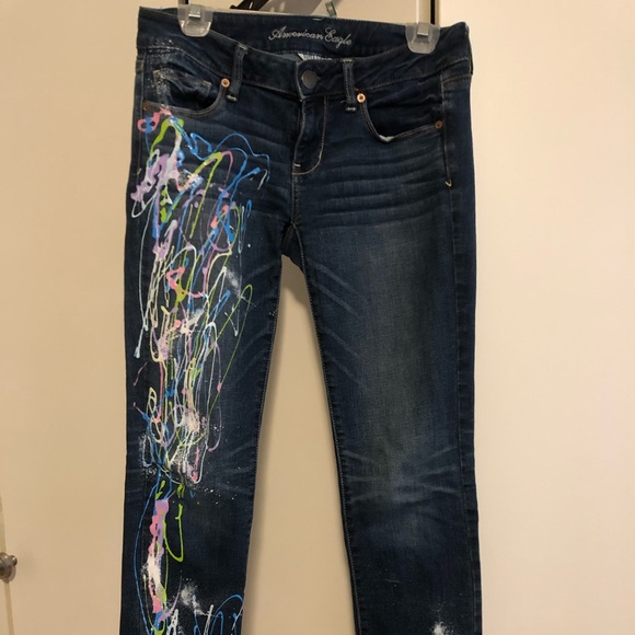 american eagle painted jeans